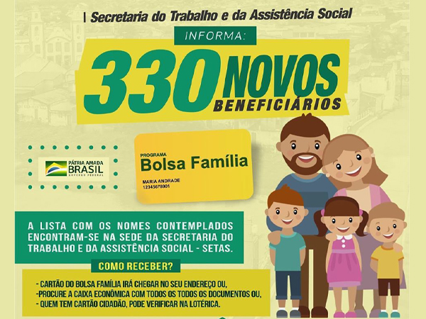 215 NOVOS BENEFICIÁRIOS DO BOLSA FAMÍLIA EM ACARAÚ